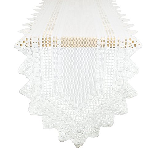 DII 100% Polyester, Machine Washable, Crochet/Lace Table Runner, 14x72