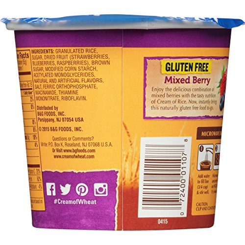 Cream of Rice, Hot Cereal to Go, Mixed Berry, 2.29 Ounce (Pack of 6