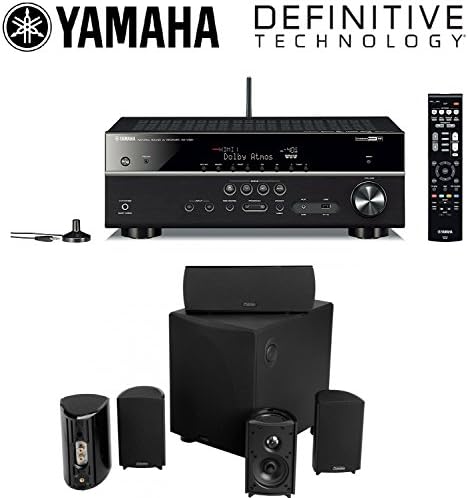 Yamaha RX-V581 7.2-Ch x 80 Watts Networking A/V Receiver + Definitive Technology ProCinema 600 5.1 Home Theater Speaker System Bundle Leather Bound