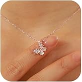 SUYACS 14K Gold Plated Butterfly Necklaces for Women 925 Sterling Silver Cute Butterfly CZ Pendant Necklace Dainty Insect Animal Charm Chain Necklace Jewelry Birthday Gifts for Mom Daughter
