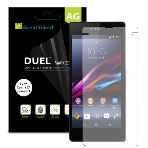 Sony Xperia Z1 Compact Screen Protector - GreatShield DUEL Mark II Anti-Glare (Matte) Screen Protector with Lifetime Replacement Warranty for Sony Xperia Z1 Compact - Retail Packaging (3 Pack)