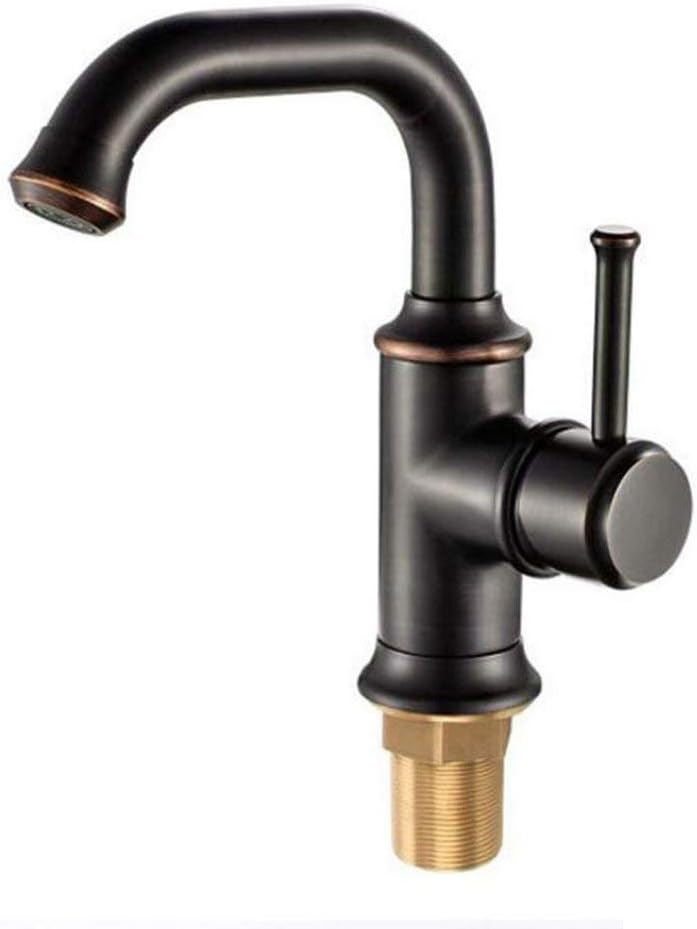 JRUIA Retro Black Bathroom Basin Taps Single Lever Bath Mixer Tap 360 Degree Swivel Spout Faucet in Brass Oil Rubbed Bronze Brushed,High 20.5cm