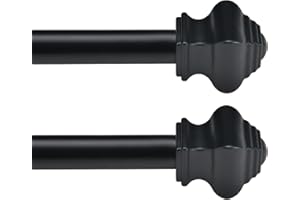 Thestoa Curtain Rods for Windows 32-48 inch, 5/8"Black Curtain Rods 2 pack, Heavy Duty Curtain Rods for Bedroom, Living Room, Outdoor Black Curtain Rods Set of 2