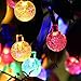 [21ft 30 Led] Solar String Lighting\ Fairy Crystal Ball Outdoor Yard Lights String for Patio Decoration Halloween, Waterproof, Garden, Fence, Christmas Party/ 8 Mode (Steady, Flash) (Multi Color)