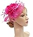 K.CLASSIC Fascinators Hats for Womens 50s Headwear with Veil Flower Cocktail Wedding Tea Party Hat(A-Rose)