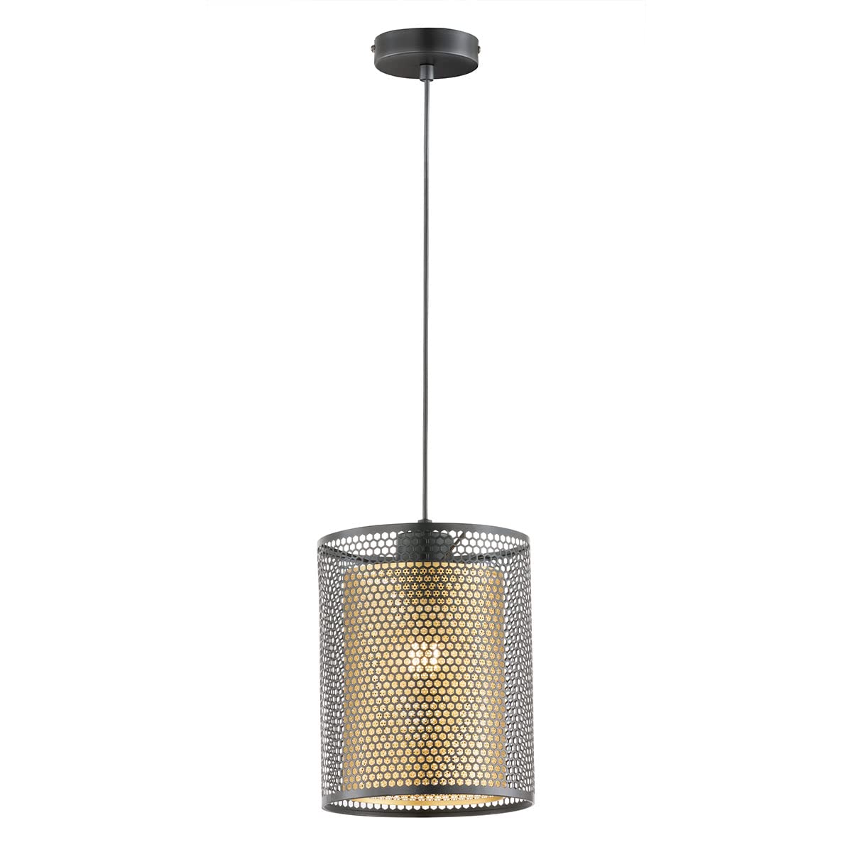 WOFI Cheval 12096 Pendant Light 1-Bulb Black/Gold Height 150 cm x Width 15 cm x Length 15 cm