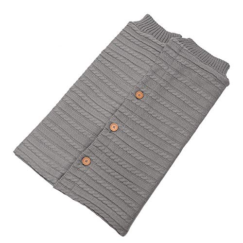Newborn Infant Baby Blanket Knit Crochet Winter Warm Swaddle Wrap Sleeping Bag (Gray, 68x40cm/26.7x15.7)