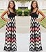 shangke Womens Ladies Striped Zig Zag Scoop Neck Chevron Print Tank Maxi Long Party Dress (M, Black 2)