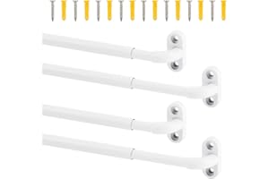 TYRON 4 Pack Screwed Sash Curtain Rod Adjustable 18-30 Inch, 3/8 In. Diameter, French Door Curtain Rods (White)