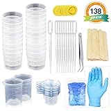 LET'S RESIN Mixing Cups Epoxy Resin Cups with Sticks Kit - 2pcs 100ml Measuring Cups, 20pcs 2oz Graduated Cups,50pcs Disposable Cups with Mixing Sticks, Dropping Pipette, Tweezers & Gloves