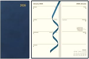 Letts of London® 2026 Signature Weekly/Monthly Planner, 12 Months, January to December, Bonded Leather, Slim Size, 6.625" x 3