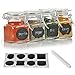 12 Pack - 3 Ounce Mini Clear Glass Spice Jar Container Set with Airtight Lids for Canning, Storage Jars for Tea, Spice, Kitchen Rack Glass Set w/Reusable Labels, Clear Containers for DIY Materials