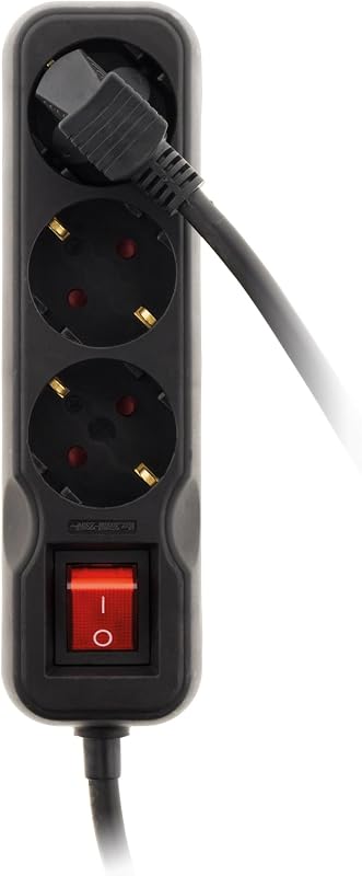 Regleta 3V con Interruptor 1,4M -3G1,5-HO5VV-F Negro Zenitech