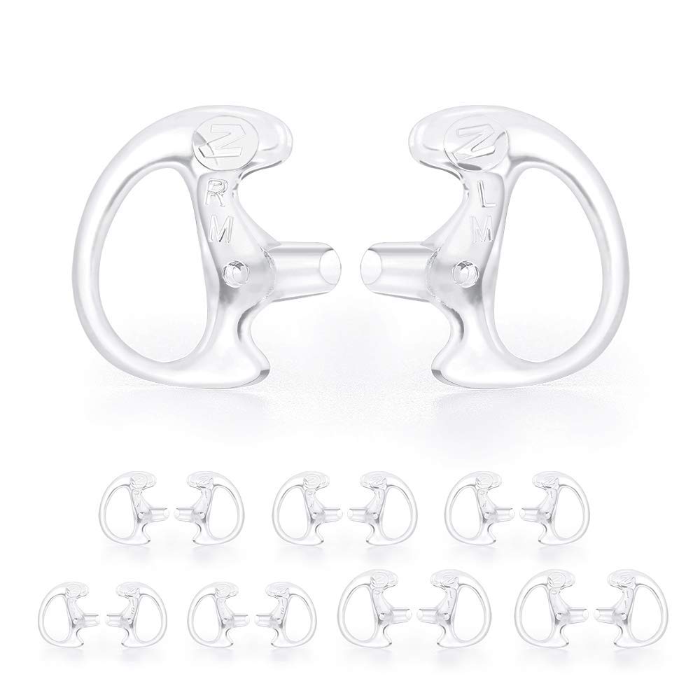 zeadio [8 Pair] Radio Earpiece, Soft Silicone Earmould Earbud Earplug for Walkie Talkie Acoustic Earpiece Headset, Two-Way Radio Coil Tube Audio Kits - Clear