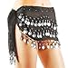 Hip Scarfs for Belly Dancing, 10PCS Hip Scarves with 128-Silver Coins Belly Dance Waist Costume Belt, Chiffon Dangling Belly Dance Sequins Hip Scarf