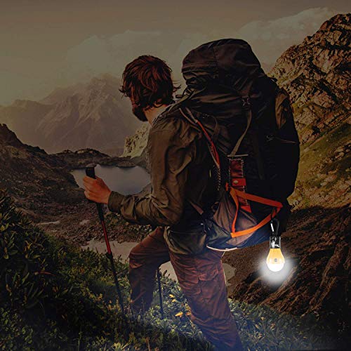 Yizhet Campinglampe, 4xLED Campinglampe LED Camping Laterne Zeltlampe Glühbirne Set, Notlicht mit Karabiner Wasserdicht Tragbare Camping Lantern LED für Camping,Abenteuer,Angeln,Notfall, Stromausfall – Bild 7