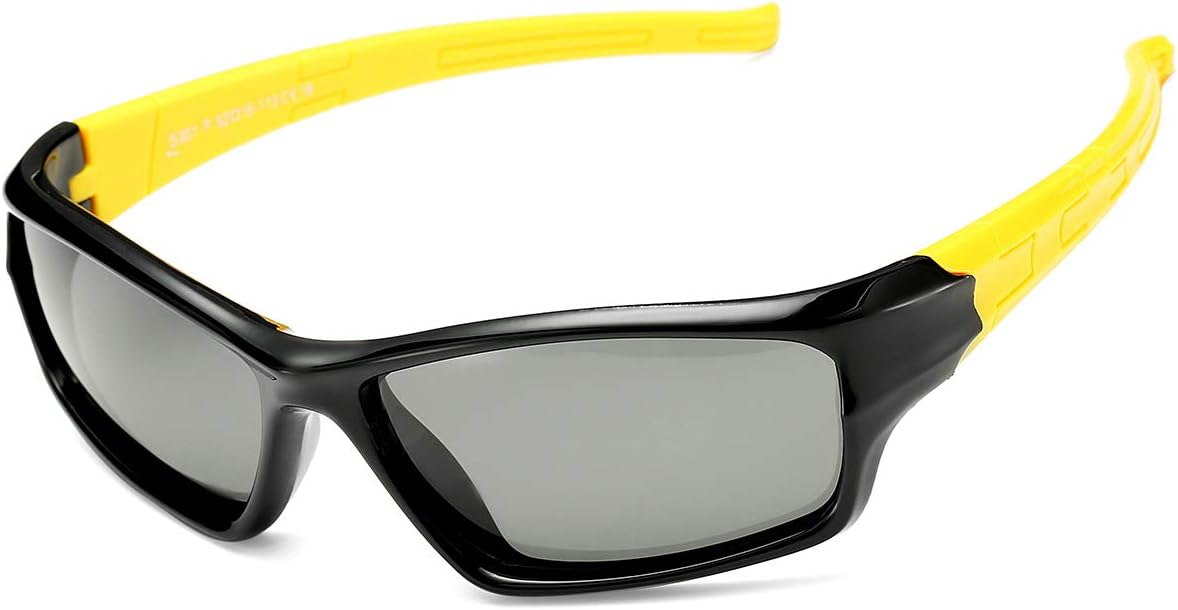 DeBuff Kids Polarized Sunglasses Unbreakable TR90 Frame for Boy Girl Age 3-12, with Eyeglasses Rope
