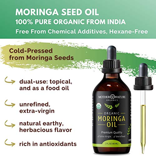 Mother Nature Organics Moringa Oil Organic USDA Certified 100 Pure