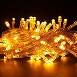 Autolizer 100 LED YELLOW Fairy String Lights Lamp for Xmas Tree Holiday Wedding Party Decoration Halloween Showcase Displays Restaurant or Bar and Home Garden - Control up to 8 modes