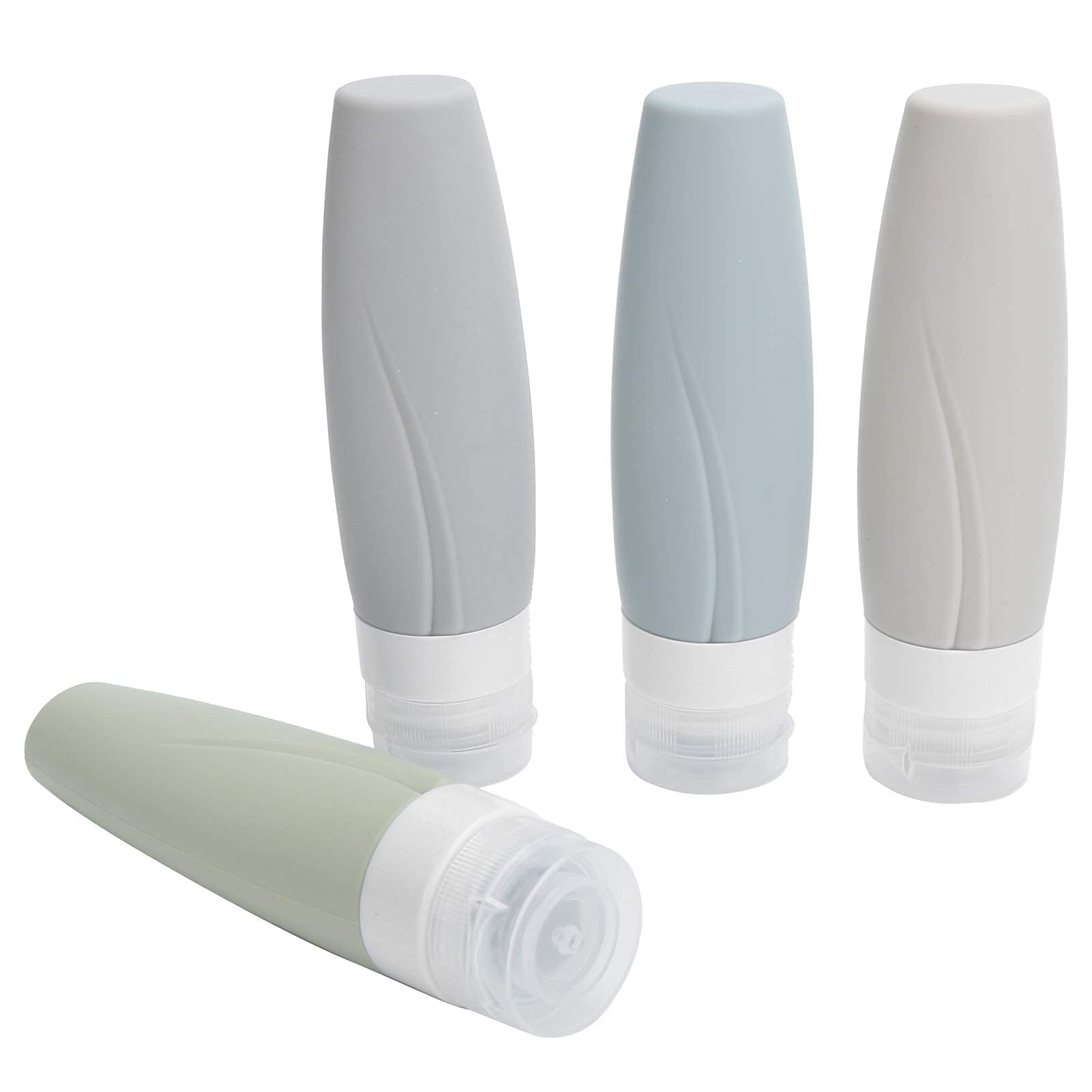 Silicone Travel Bottle Set,4pcs Leak Proof Shampoo and Conditioner Set Toiletries Containers Accessories with Transparent Carry Bag for Women Men 90ml