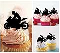 TA0200 Motorcycle Racing Sport Silhouette Party Wedding Birthday Acrylic Cupcake Toppers Decor 10 pcs