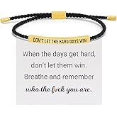 Choistily Dont Let The Hard Days Win Bracelet for Women Adjustable Handmade Braided Bracelet Stainless Steel Tube Engraved Inspirational Bracelet for Women Men Inspirational Jewelry Gifts