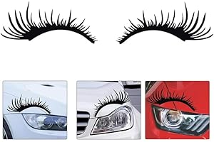 2PCS Black Car Headlight Eyelashes Stickers,Fashion Fake Eyelash Decal for Car Headlight,Universal Car Lamp Cover Sticker Sel