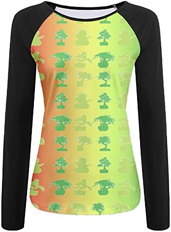 Oiybab Sofas Beautiful Japanese Bonsai Tree Rasta Womens Round Neck Long Sleeve Baseball Tees Raglan Shirts