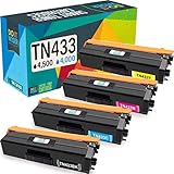 Do it Wiser Compatible Toner Cartridge Replacement for TN433 TN-433 TN431 Brother MFC L8900CDW HL-L8360CDW L8260CDW MFC-L8610CDW L9570CDW HL-L9310CDW (4-Pack)