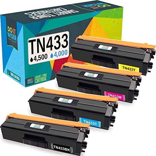 Do it Wiser Compatible Toner Cartridge Replacement for TN433 TN-433 TN431 Brother MFC L8900CDW HL-L8360CDW L8260CDW MFC-L8610CDW L9570CDW HL-L9310CDW (4-Pack)