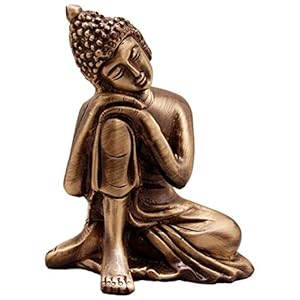 eCraftIndia Resting Buddha on Knee Metal Showpiece (7.5 cm x 5.38 cm x 9.38 cm, Brown, AGB506)