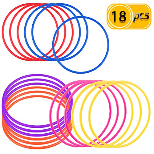 PRALB 18 PCS 18cm Plastic Multicolor Toss Rings Plastic Toss Rings for Speed and Agility Practice Games, Carnival, Garden, Backyard, Outdoor Games - Thumbnail 5