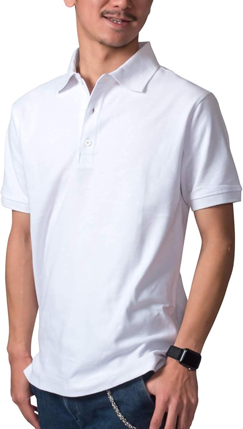 (Richard＆Neil) 鹿の子 ポロシャツ メンズ 無地 吸汗速乾 消臭機能付 単品 ホワイト 4L