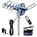 Updated!150 Miles-Amplified Outdoor TV Antenna-4K/1080p High Reception+40FT RG6 Cable-360&deg;Strong Motor Rotation Wireless Remote- Snap On Installation+2TV Function primary