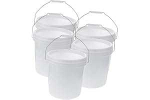 CIYODO 5 Pack Plastic Bucket with Lid and Handle 6.33X6.33X6.10In Portable Water Pail for Farm Cleaning Storage and Outdoor U