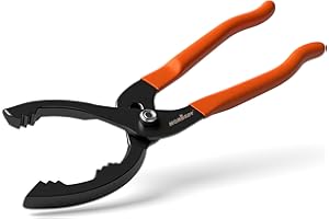 HORUSDY 12" Adjustable Oil Filter Pliers, 20° Angled Jaw Heavy-Duty Oil Filter Wrench, High Carbon Steel Removal Tool with Non-Slip Handles, Fits 64–118mm Filters for Engine and Fuel Systems(Orange)