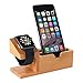 Compatible with Apple Watch Stand USB Charging Stand -Hunter-k Phone Stand with 3 USB Charging Port Bamboo Wood Charging Dock Station for Apple Watch SE/6 5/4/3/2/1 iPhone 12/11 Pro Max/X/XS/XR/Xs