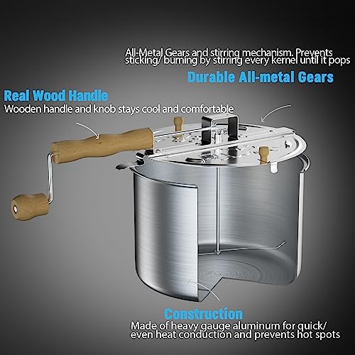 Cook N Home 02626 6 Quart Aluminium Stovetop Popcorn Popper Silver Pricepulse