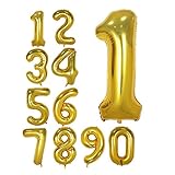 40 Inch Gold Foil Balloons Number 1, Number Balloons for Birthday Anniversary Party (Gold 1)