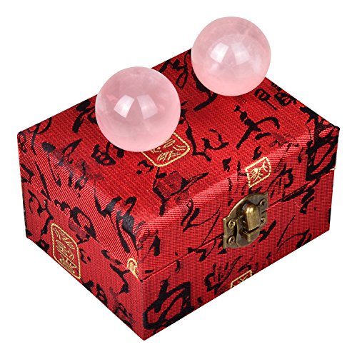 Gent House Ben Wa Balls Kegel Exercise Ball Set of 2Pcs Made of Rose Quartz Size 1.2'' for Women Strengthen Love Pelvic Train Pelvic Floor