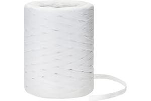 G2PLUS 218 Yards Raffia Paper Craft Ribbon, 1/4 Inch Wide Raffia Ribbon, White Packing Paper String for Gift Wrapping, DIY Arts & Crafts, Christmas Holiday Decor