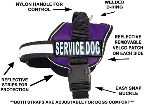 Service Dog Harness with Hook and Loop Straps and Handle - Comes in 6 Sizes from XXS to XXL - Service Dog Vest Features Reflective Patch and 2 Straps for Custom Comfort for Your Service Animal