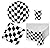 Race Car Party Bundle - Black and White Party Plastic Tablecloth, 8 Checkered Round Paper Plates 8 cups 16 Napkins