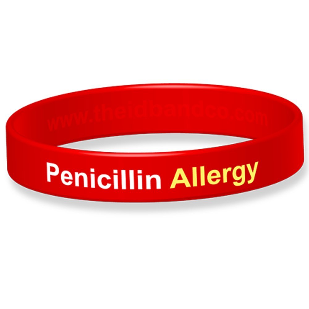 The ID Band Company Medical Alert! No Penicillin Silicone Wristband - 20.2cm - Red B0776
