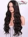 K'ryssma Black Wig for Women, Natural Looking Body Wave Synthetic Wigs Long Middle Part Machine Made Wig 24 inches