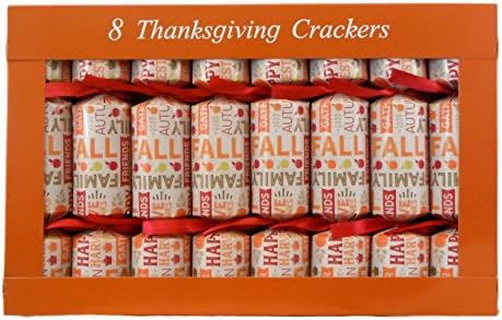 Thanksgiving Crackers - Box of 8 Traditional English Party Favors (Thanksgiving Word Cloud)