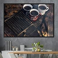 Framed Canvas Wall Art Tea Servings Dark Drinks Farmhouse/Country Group Multicolor Photography Realism Tea - 16x24 inches