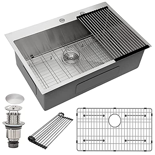 Photo 1 of 33 Inch Drop-in Kitchen Sink - Stainless Steel Kitchen Sink 33” drop in 16 Gauge Stainless Steel Topmount Kitchen Sink 33 with 10" deep Single Bowl