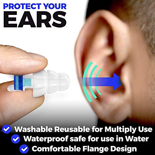 ALMA Ear Plugs Noise Reduction - Reusable Silicone Sound Protection - Best Noise Cancelling for Professional Musician Shooting Sleeping Concert Swimming Festival Motorcycle Travel Construction Work