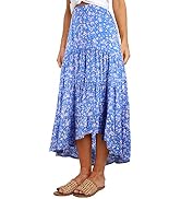 PRETTYGARDEN Women's Floral Boho Midi Skirt – Elastic High Waist Summer Skirt - View #2
